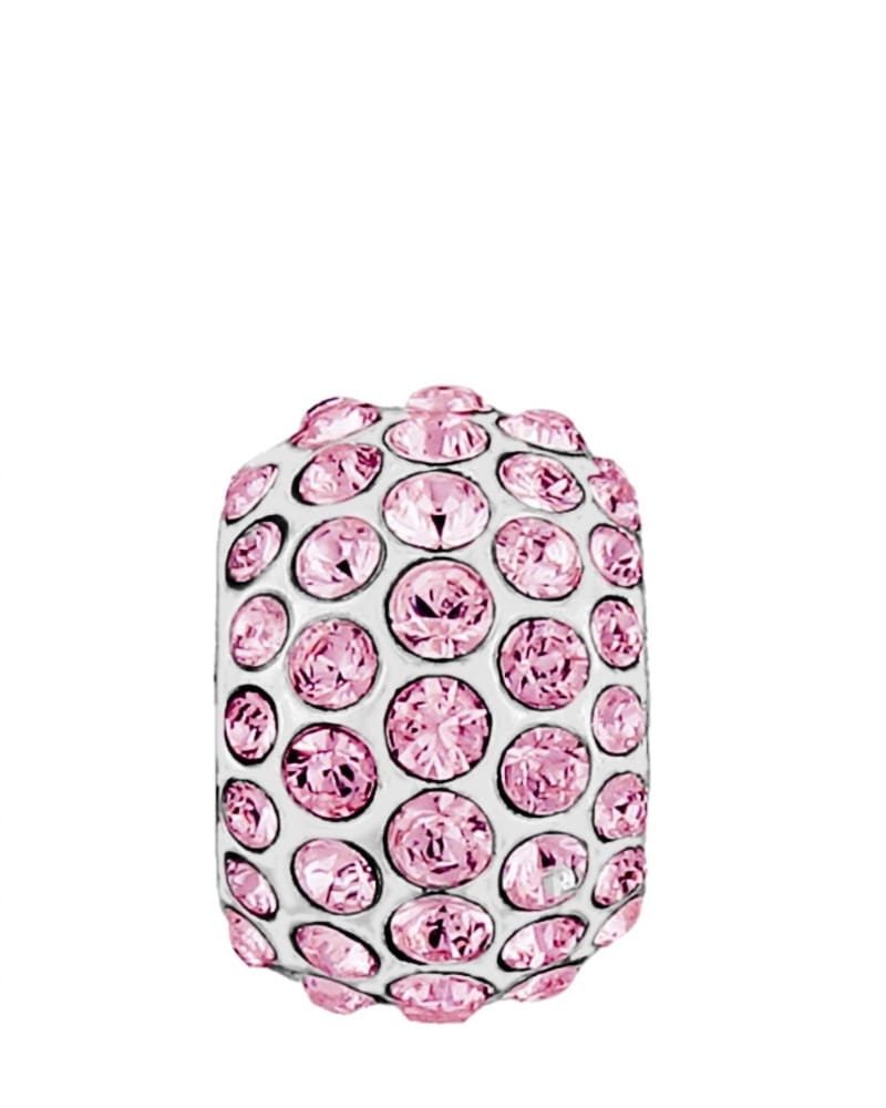 Front of a size O/S Ice Diva Bead in Silver-Pink in Silver-Pink by Brighton. | dia_product_style_image_id:329792